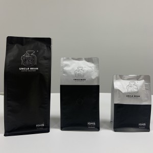 कॉफी बीन पैकेजिंग के लिए अनुकूलित उच्च गुणवत्ता वाले फ्लैट बॉटम पाउच