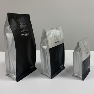 Kohandatud kvaliteetne lamedapõhjaline kott kohviubade pakendamiseks
