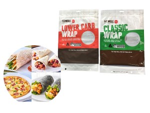 OEM Food Satety bedruckte Tortilla Wraps Verpackungsbeutel mit durchsichtigem Reißverschlussfenster