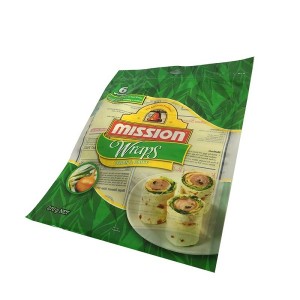 OEM Food Satety Printed Tortilla Wraps Packaging Bag with Ziplock Clear Window