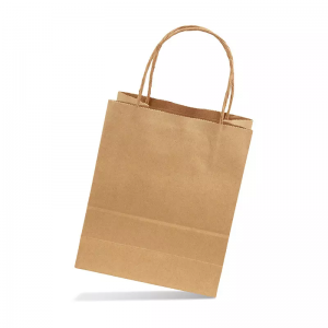 Aṣa Simple Logo Tejede Ayika Friendly Kraft Paper Bags