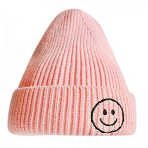 New Design Custom 100% Cotton Baby Smile Beanies Kids Knitted Hats/Baby Winter Beanie Cap