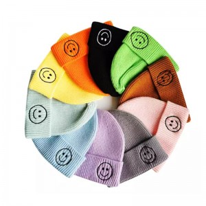 New Design Custom 100% Cotton Baby Smile Beanies Kids Knitted Hats/Baby Winter Beanie Cap