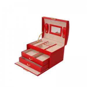 Kuti këllëfi dasmash në stilin e kuq kinez për vathë, unaza, byzylykë, parukeri, gjerdan dhe aksesorë të tjerë bizhuterish