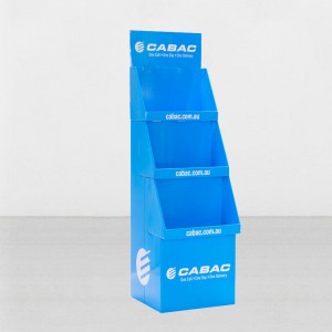 Afișaj de marketing din carton albastru cu 3 niveluri pentru piața din Australia în magazinul cu amănuntul