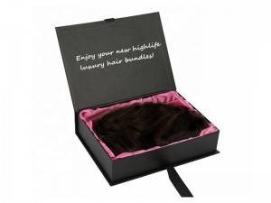 Caixa de agasallo estilo pechadura de cinta para peiteado forrado con pano de seda