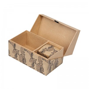Clásica caixa de regalo ríxida de cartón duro Kraft biodegradable con impresión en seda