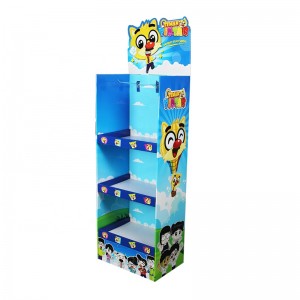 Unit Rak Pajangan Lantai Karton untuk Mainan Anak dengan 3 tingkatan