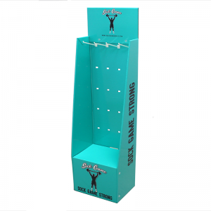 Iċ-Ċina Paper Pop POS Retail Supermarkets Rack jew Kartun Display Stand bi Snanar tal-plastik għad-dendil