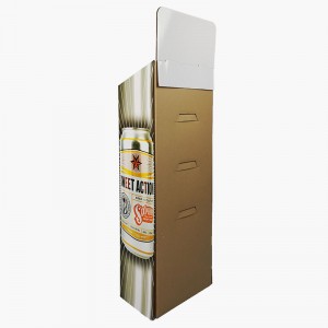 4-слојни малопродајни подни дисплеј Сикпоинт Пиваре на продајном месту од картона са металним цевима испод сваке полице
