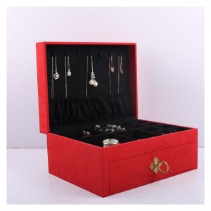 Модна кутија за складирање накит во стил на книга со 2 слоја со дизајн на фиоки