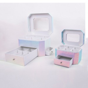 Caixa de armazenamento de cosméticos de janela octogonal multicamadas de qualidade chinesa para varejo