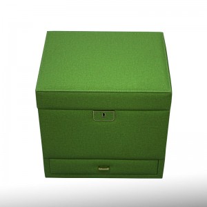 Kutia e ruajtjes së bizhuterive dhe kozmetikës me ngjyrë jeshile me cilësi të lartë për përdorim në shtëpi