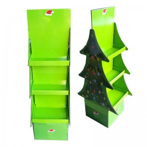 Бумажные дисплеи OEM Endcap в форме рождественской елки для продуктов для вечеринок в праздничный сезон