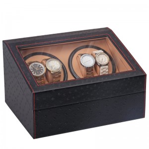 High Class Ostrich Leather Pattern Double Motors Watch Shaker Case ဒီဇိုင်း 4 +6 pcs စမတ်နာရီများ