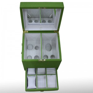 Vysokokvalitná škatuľka na šperky a kozmetické úložné priestory v zelenej farbe na domáce použitie