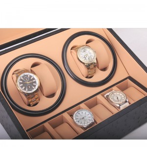 High Class Ostrich Leather Pattern Double Motors Watch Shaker Case Design pou kenbe 4 + 6 pcs Smart Watch