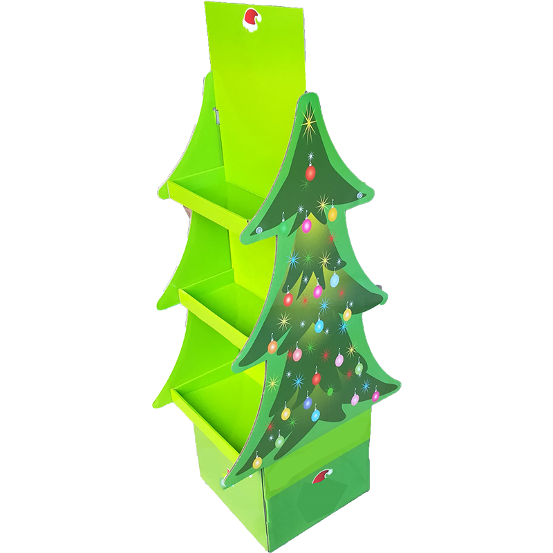Christmas Tree Shape Endcap OEM Paper Displays for Holiday Season Party Products