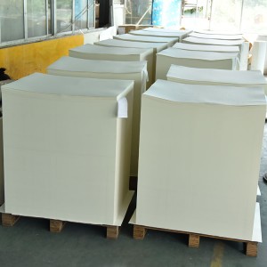 Hoja de papel recubierta de PE de pulpa de madera virgen de tamaño personalizado, venta al por mayor de fábrica, para ventilador de vasos de papel de impresión Offset