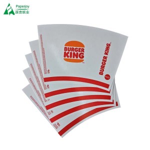 Tifozët e filxhanit të letrës BurgerKing 230 gsm me dy mure PE me shkëlqim dhe mat për lëndë të parë për filxhan letre Cola