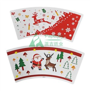 Customized Design Printing Christmas Paper Cup Fans na may PE coating