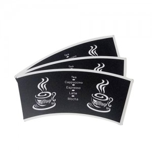 Ventaglio di carta per tazza di caffè rivestito in PE monouso su un lato con stampa personalizzata