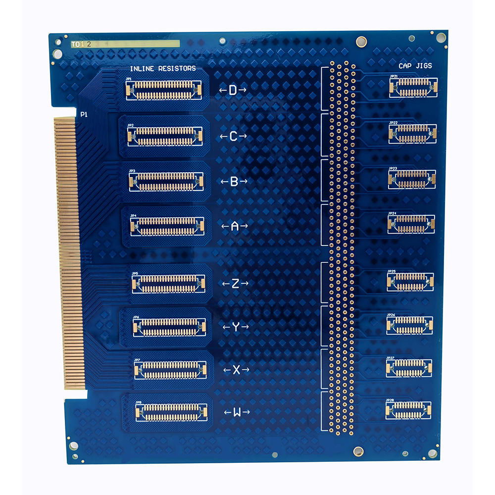 10 lagen FR4 HDI-printplaat met gouden vingers in ENIG met blauw soldeermasker (1)