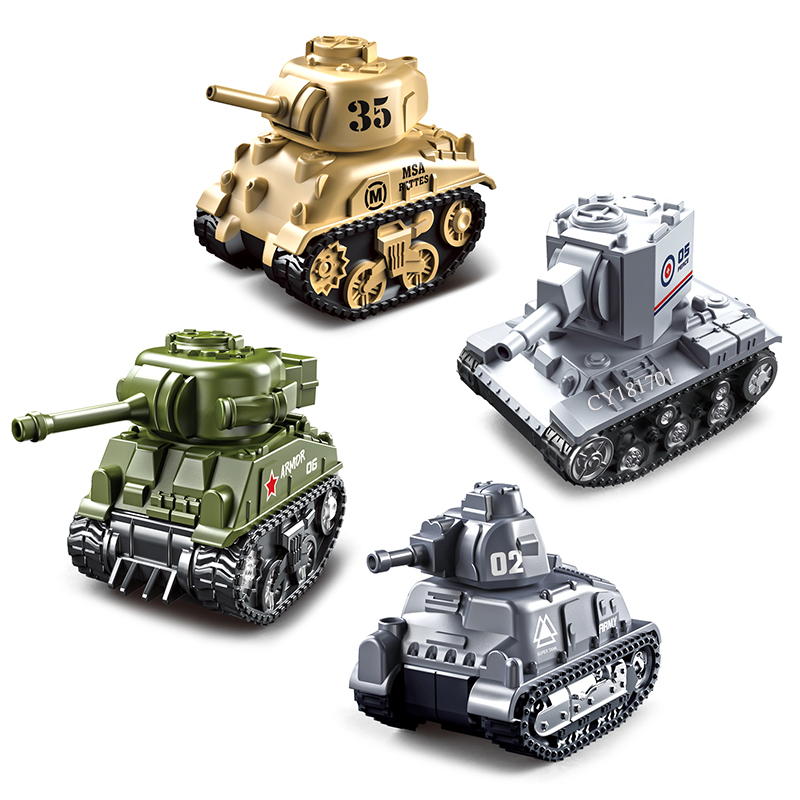 Die-cast Small Military Tank Mini Battle Diecast Toys Pull Back Tank Set
