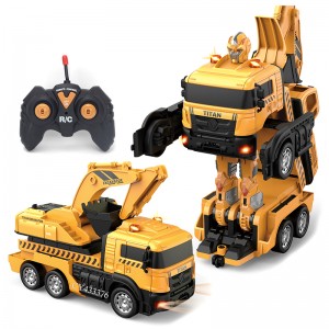 Remote Control Car Excavator Crane Dump Truck Transform Robot RC Car Engineering Vehicle With Light and Music