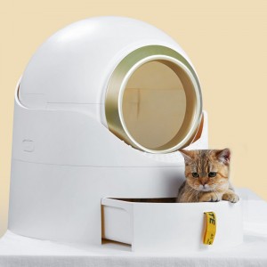 PetnessGo Luxuriöse, große, runde, geschlossene, halbautomatische Katzentoilette für Katzen