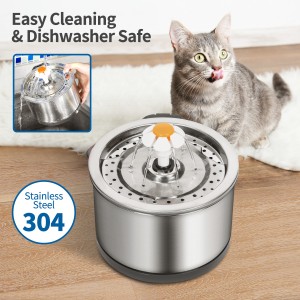 Высокое качество 2,5 л из нержавеющей стали, питьевые фонтанчики для кошек, автоматический диспенсер для воды, умный домашний фонтан для домашних животных и кошек