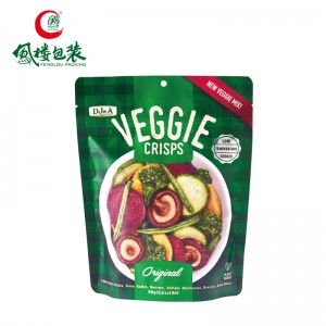 Chips de frutas secas ecologicamente corretos Embalagem resselável com zíper Design de logotipo personalizado 250g Bolsa vertical