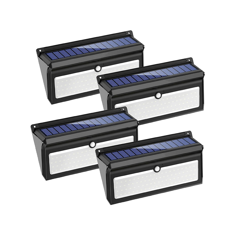 Smart Solar Outdoor Lights, LED IP65 Waterproof, ໄຟຄວາມປອດໄພສໍາລັບປະຕູຫນ້າ, ເດີ່ນ, garage, Deck (4 Pack)