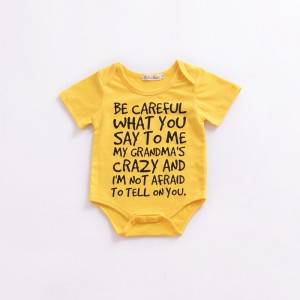 China Wholesale Baby Letter Print Hoodie Bodysuit Quotes –  Jogging Short Sleeve Baby Climbing Suit PY-YR004 – pinyang