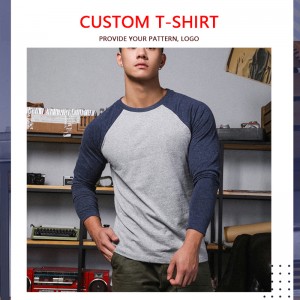 Color-blocking raglan long-sleeved T-shirt, pure cotton sports and fitness bottoming shirt PY-NC011