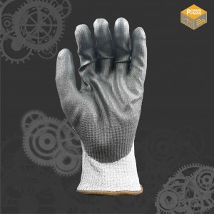 Powerman® 13 Gague Популарна PU ракавица HPPE обложена со дланка (ANSI/ISEA Cut: A5)