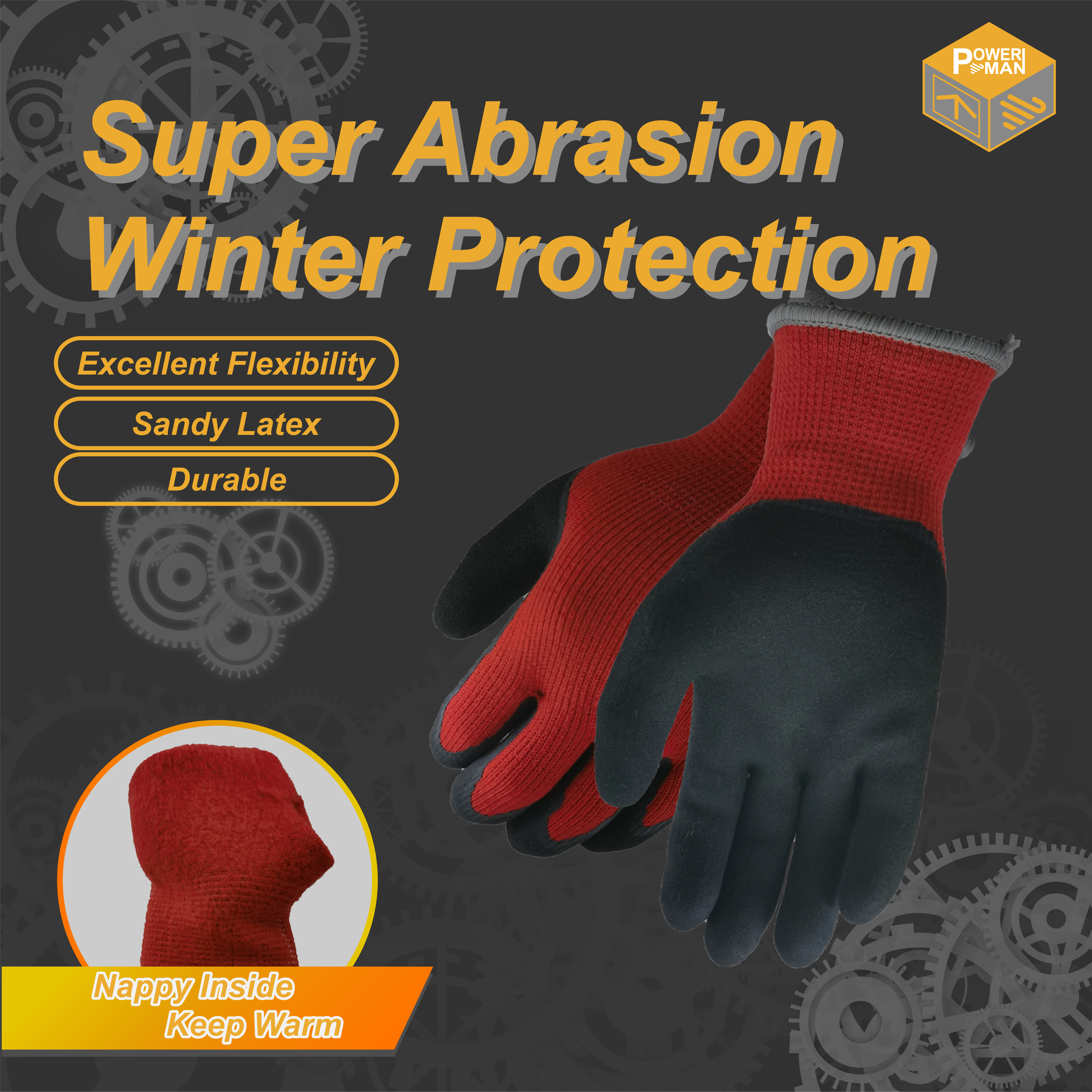 Ракавиците со термална облога Powerman® ги штитат рацете од избраната слика со ниска температура