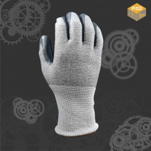 Powerman® иновативна мазна нитрилна дланка обложена HPPE ракавица (Анти сечење)