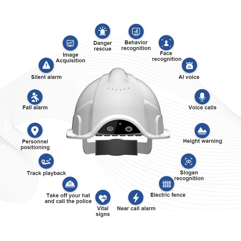 औद्योगिक निर्माण हटाउन सकिने रिचार्जेबल ब्याट्री GPS स्मार्ट एक कुञ्जी SOS सुरक्षा सुन्तला हार्ड टोपी टोपी पुरुष कामका लागि