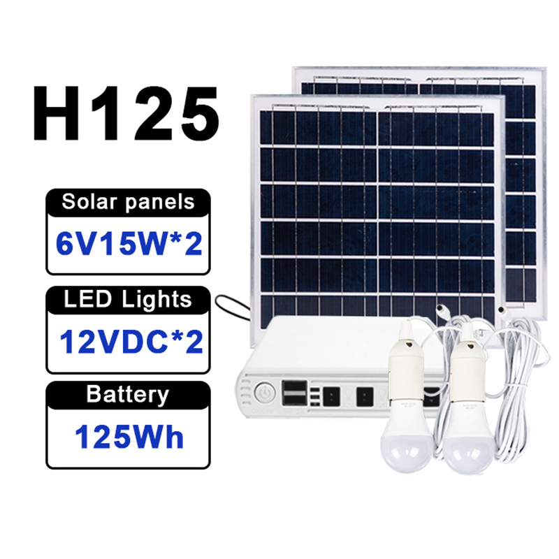 38Wh/64Wh/125Wh Solar Power Lighting System bakeng sa ho Camping/Home