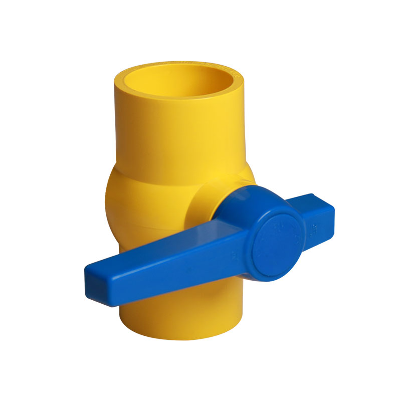 PVC kompaktni kuglasti ventil žuto tijelo plava ručka