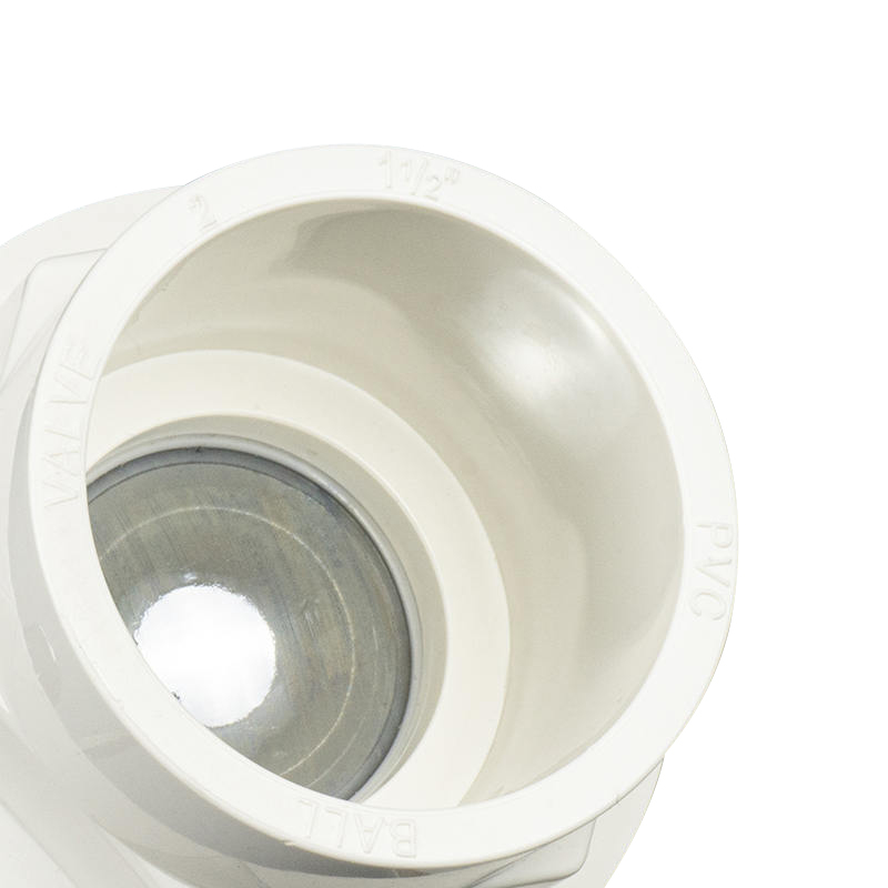 PVC dvodijelni kuglasti ventil bijelo tijelo sa ručkom od nehrđajućeg čelika