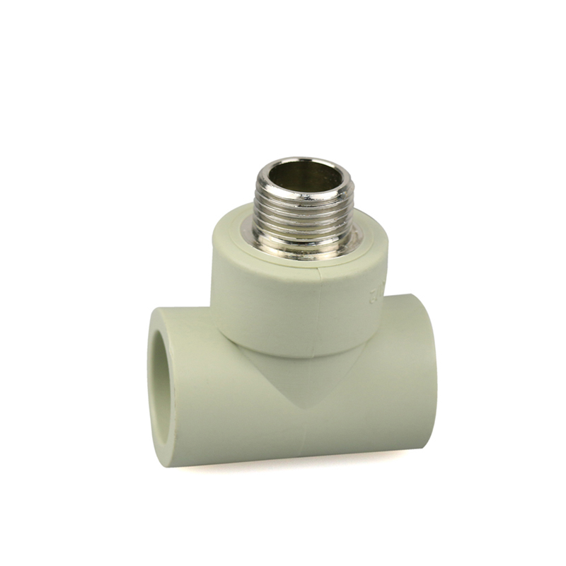 Grey color PPR fittings tee with brass insert