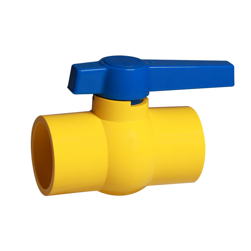 PVC kompaktni kuglasti ventil žuto tijelo plava ručka