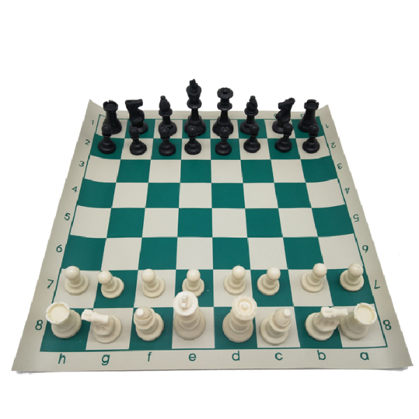 Tournament Plastic Chess Pieces and Vinyl Chess Board with Travel bag- SINGLE WEIGHTED