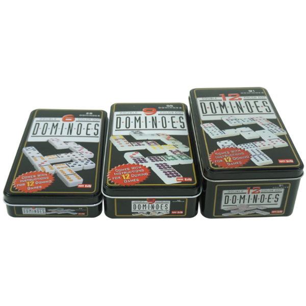 double 6 domino with 4 color tin box