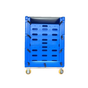 Pono-8001 пластмасова количка за клетка за пране с вградени панели, могат да се поставят много неща, използвани от хотелски и перални центрове