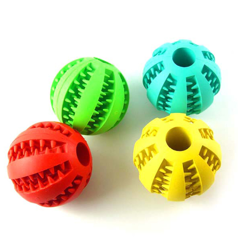 Teething Toys Balls Puppy Cat, Dog Pet Food Treat Feeder Chew Tooth Cleaning Ball Latihan Permainan IQ Training Ball
