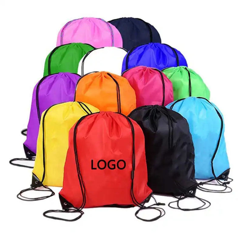 Drawstring Bags Gym Bag Black Draw String Bags Drawstring Backpack for Sports, ยิม, ท่องเที่ยว, ว่ายน้ำ, ชายหาด