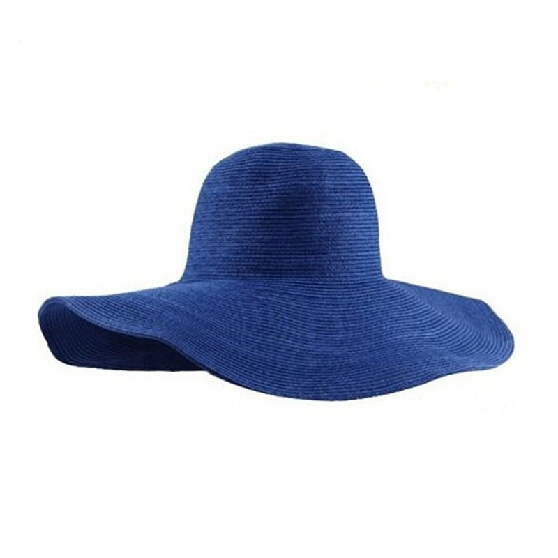 Womens Wide Brim Straw Hat ትልቅ ፍሎፒ የሚታጠፍ ካፕ ቢች ፀሃይ ኮፍያ